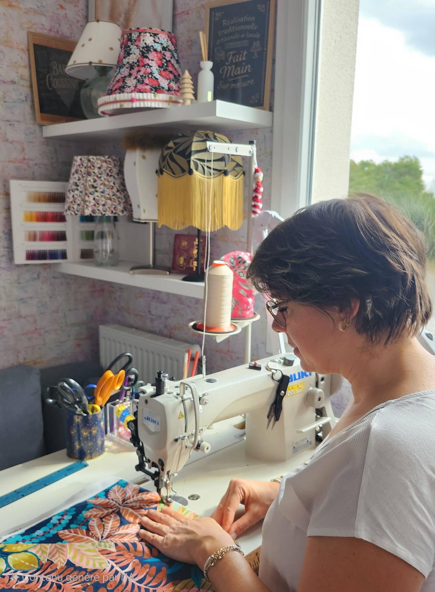 Artisan couturière créative cousant des coussins sur mesure avec passion – Si j’avais un marteau